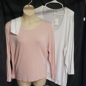 Cato. 2 Women's Long Sleeve One Pink and One White. Size 22/24W  NWT/EUC